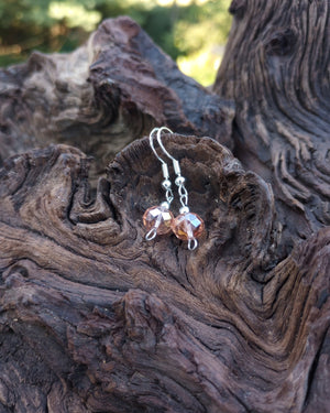 Pink Crystal & Silver Beaded Earrings - Windfall Jewelry