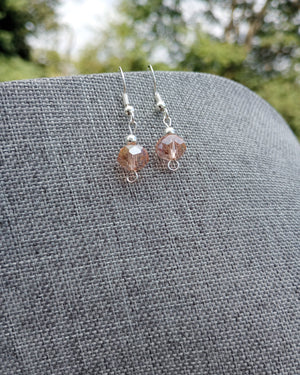 Pink Crystal & Silver Beaded Earrings - Windfall Jewelry