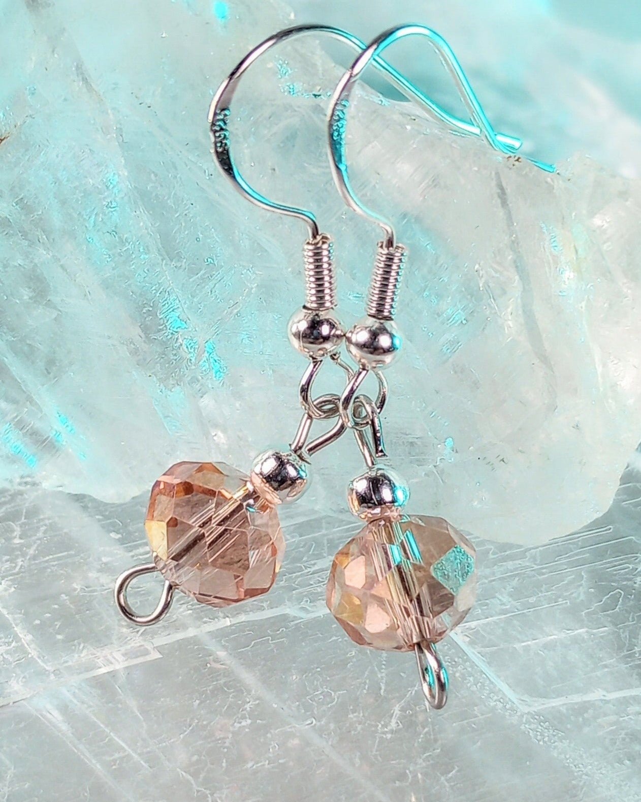 Pink Crystal & Silver Beaded Earrings - Windfall Jewelry