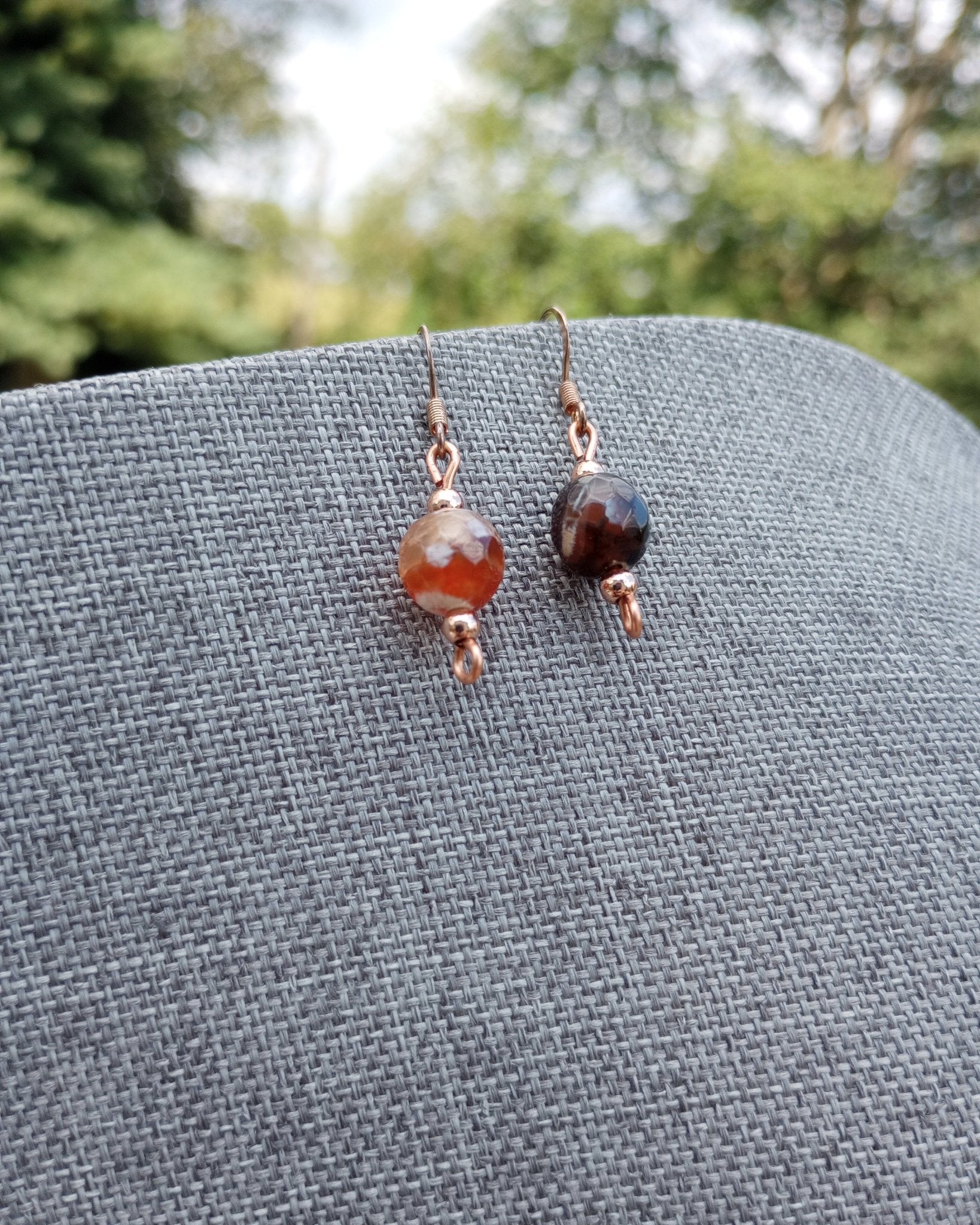 Red Agate Fire Crackle Beaded Earrings - Windfall Jewelry