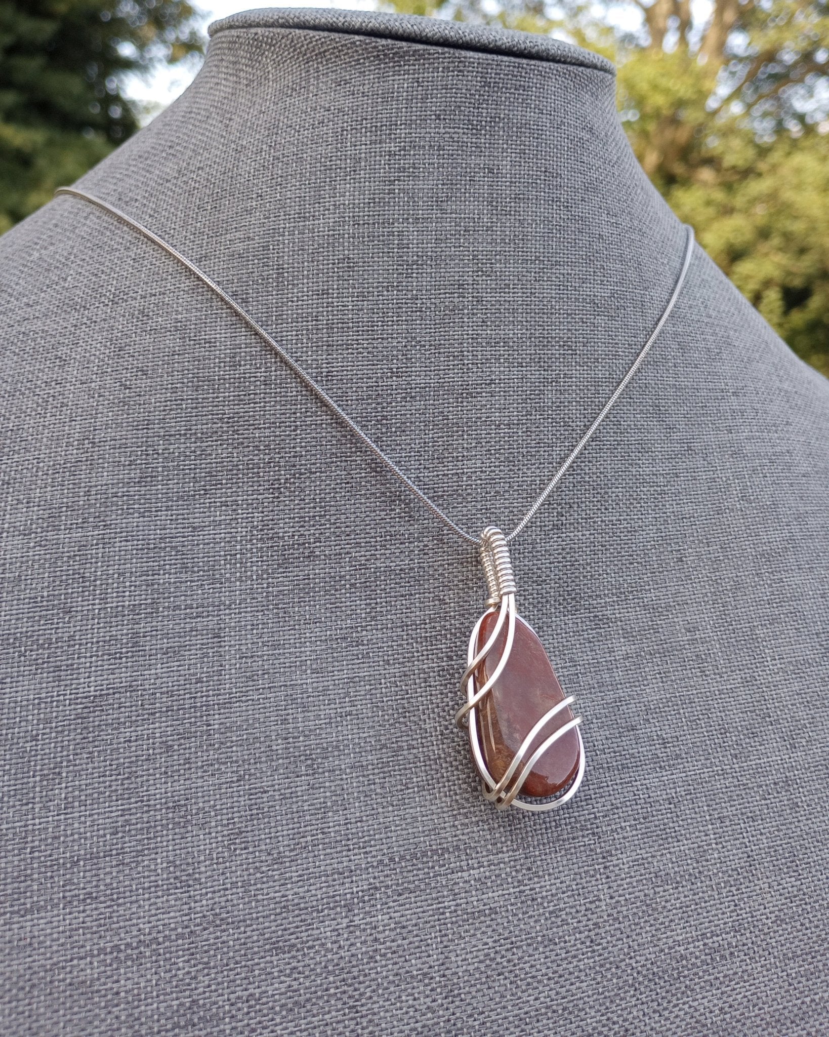 Red Jasper Natural Stone Pendant Necklace - Windfall Jewelry