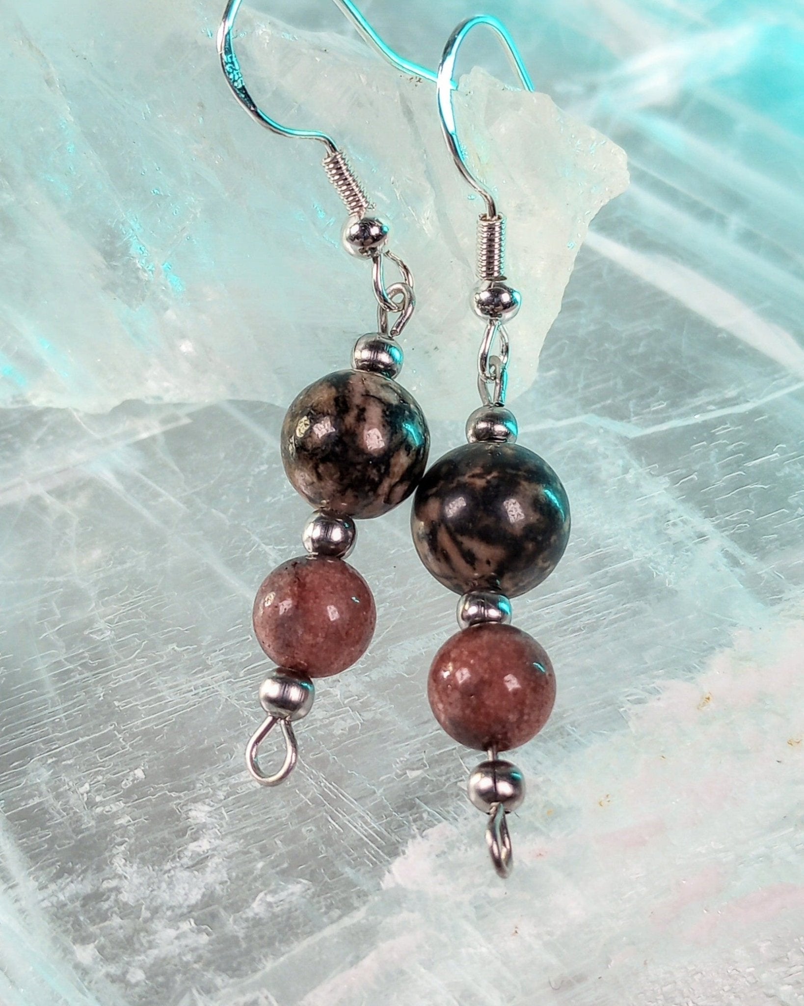 Rhodonite Beaded Earrings - Windfall Jewelry