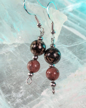 Rhodonite Beaded Earrings - Windfall Jewelry