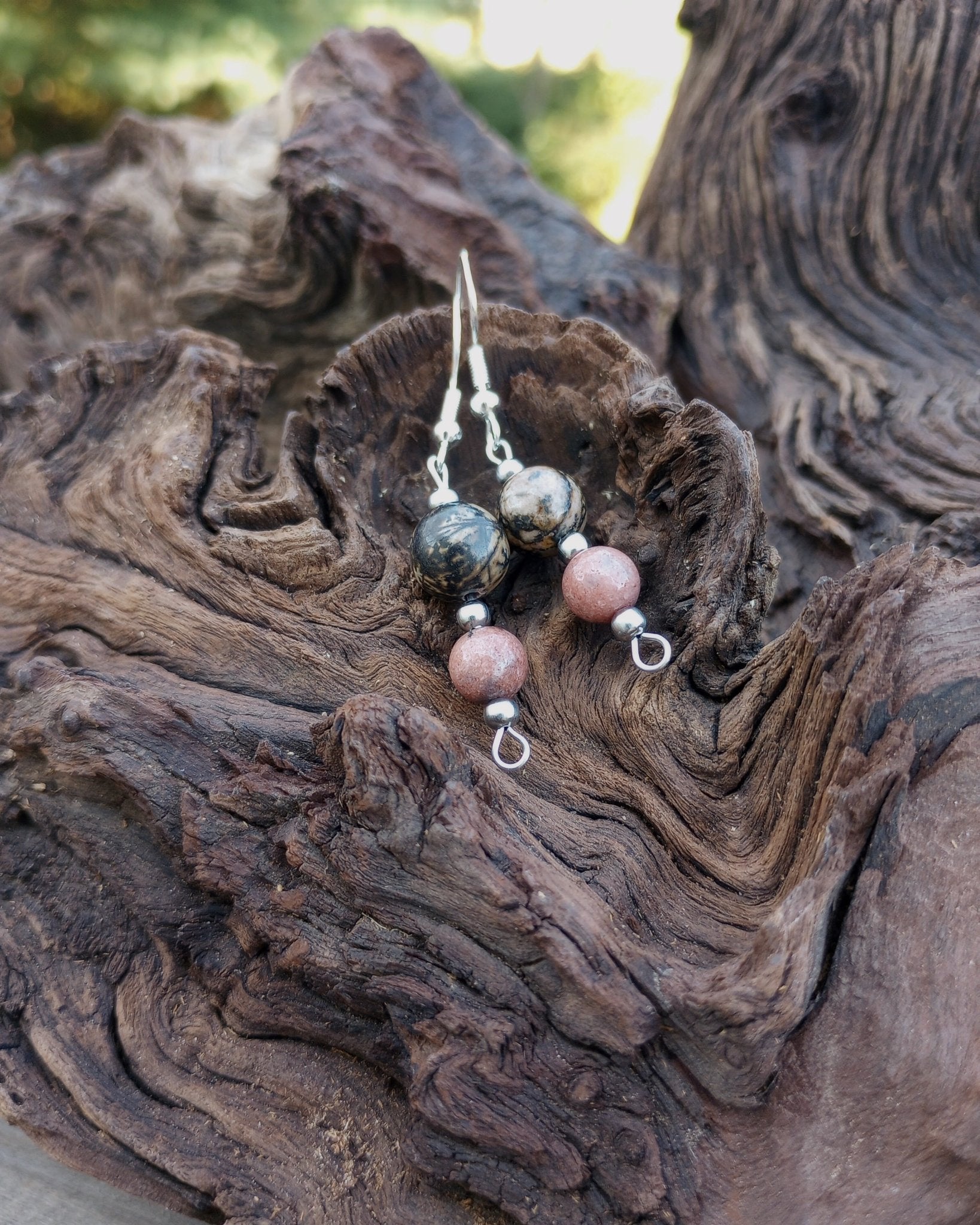 Rhodonite Beaded Earrings - Windfall Jewelry