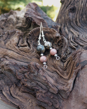 Rhodonite Beaded Earrings - Windfall Jewelry