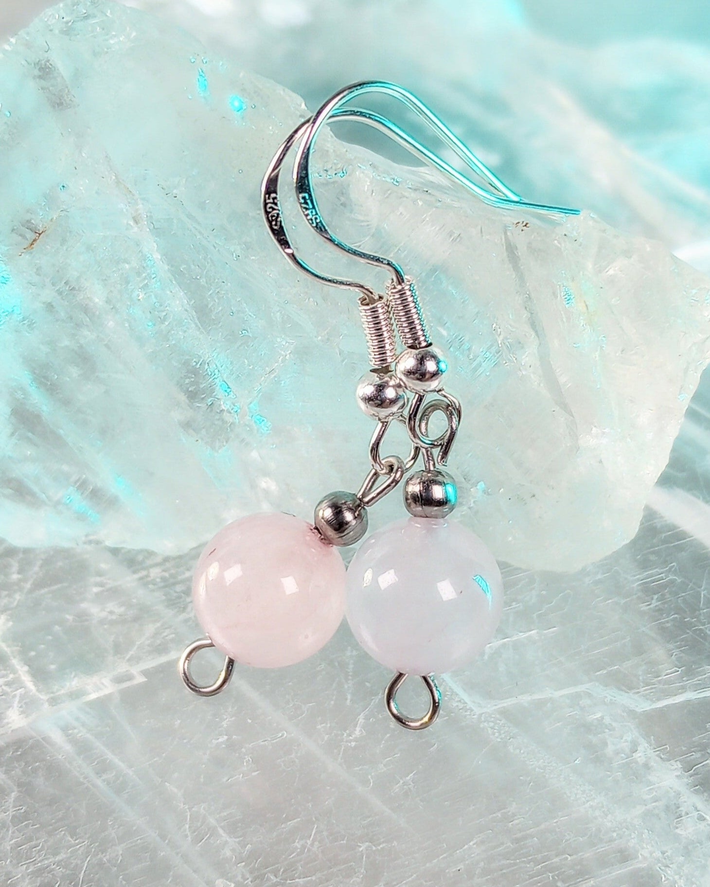 Rose Quartz Natural Stone Beaded Earrings - Windfall Jewelry
