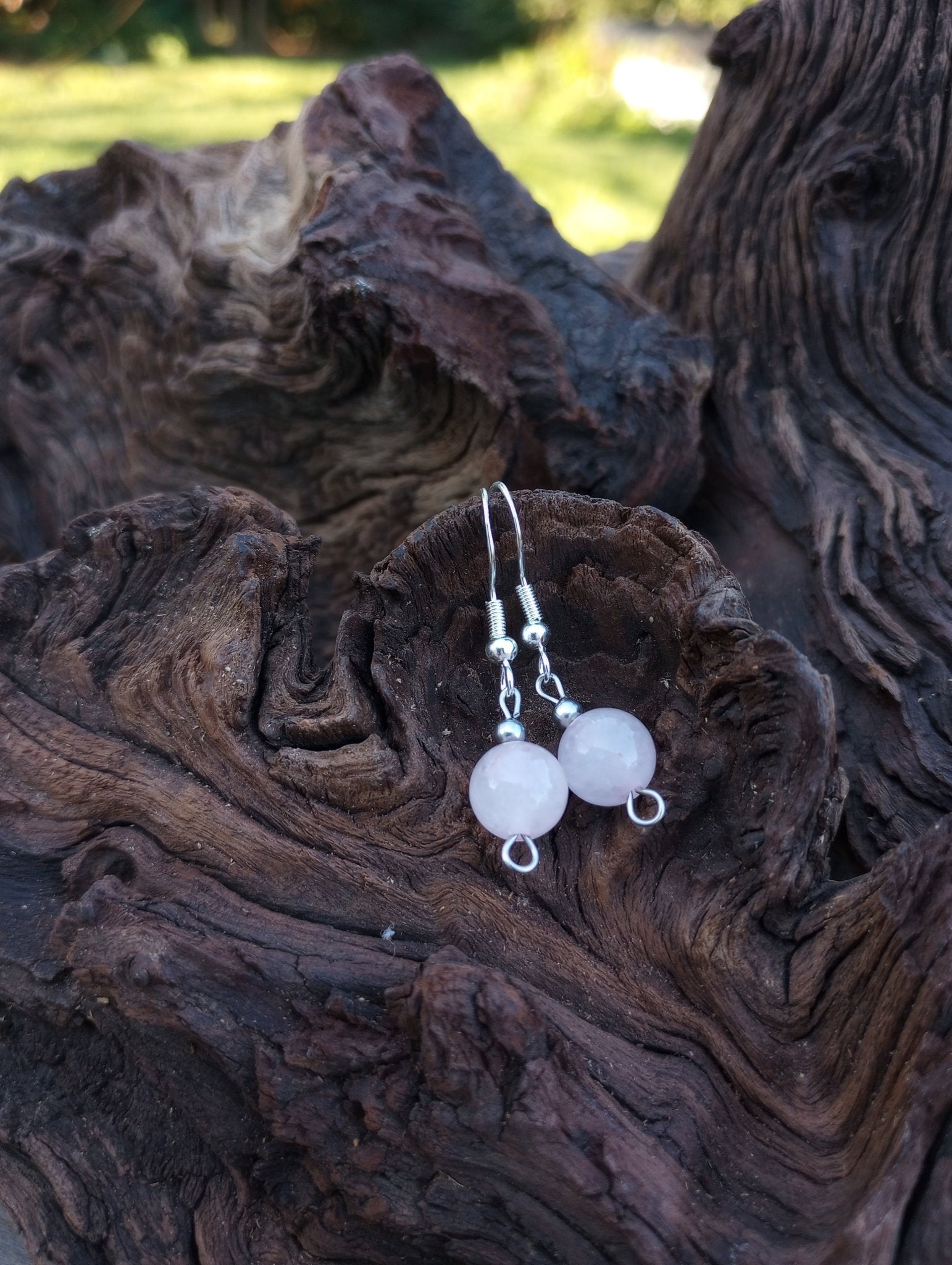 Rose Quartz Natural Stone Beaded Earrings - Windfall Jewelry