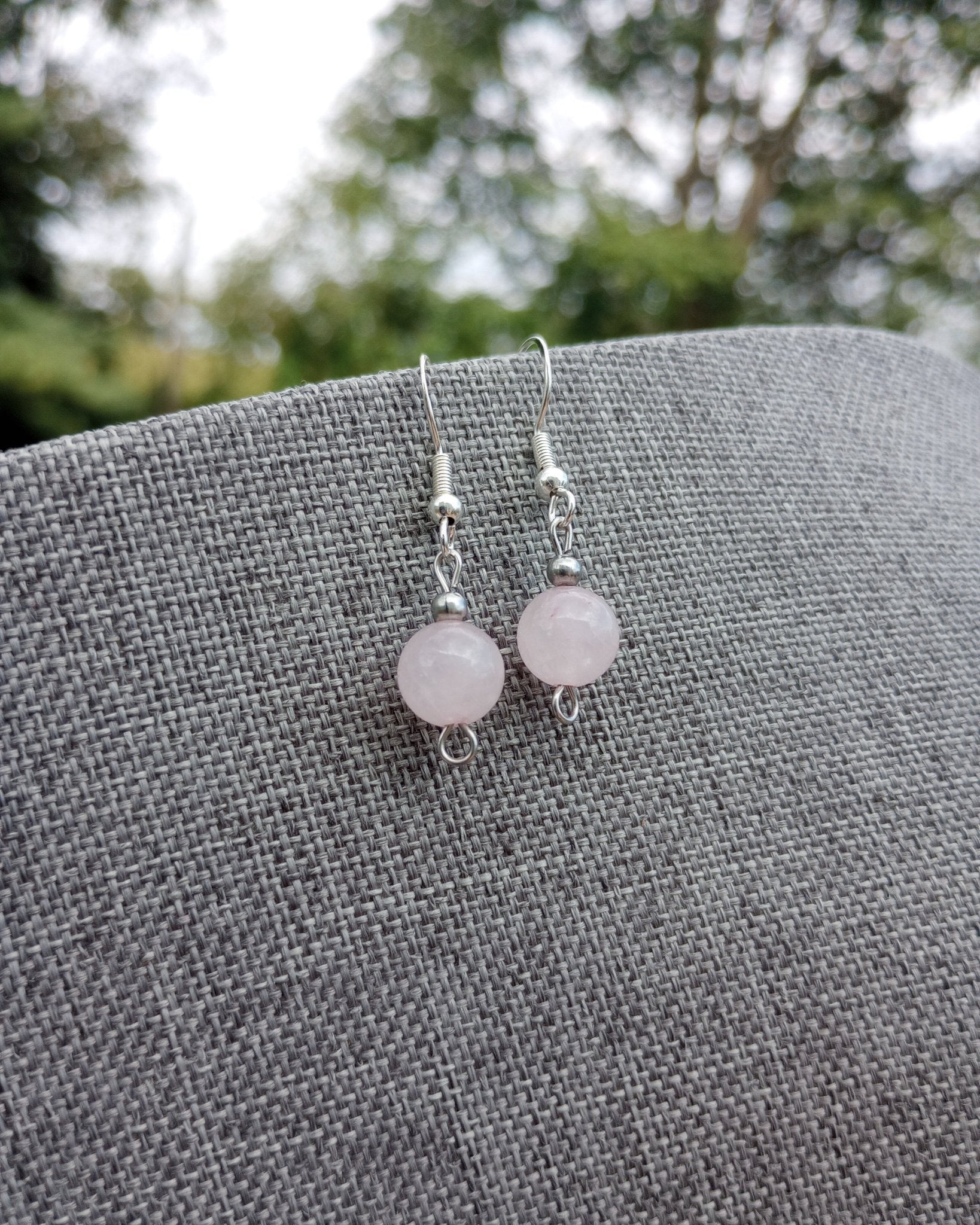 Rose Quartz Natural Stone Beaded Earrings - Windfall Jewelry