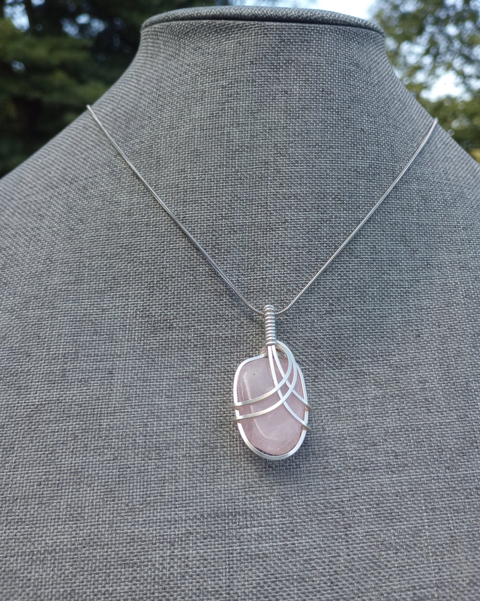 Rose Quartz Natural Stone Pendant Necklace - Windfall Jewelry