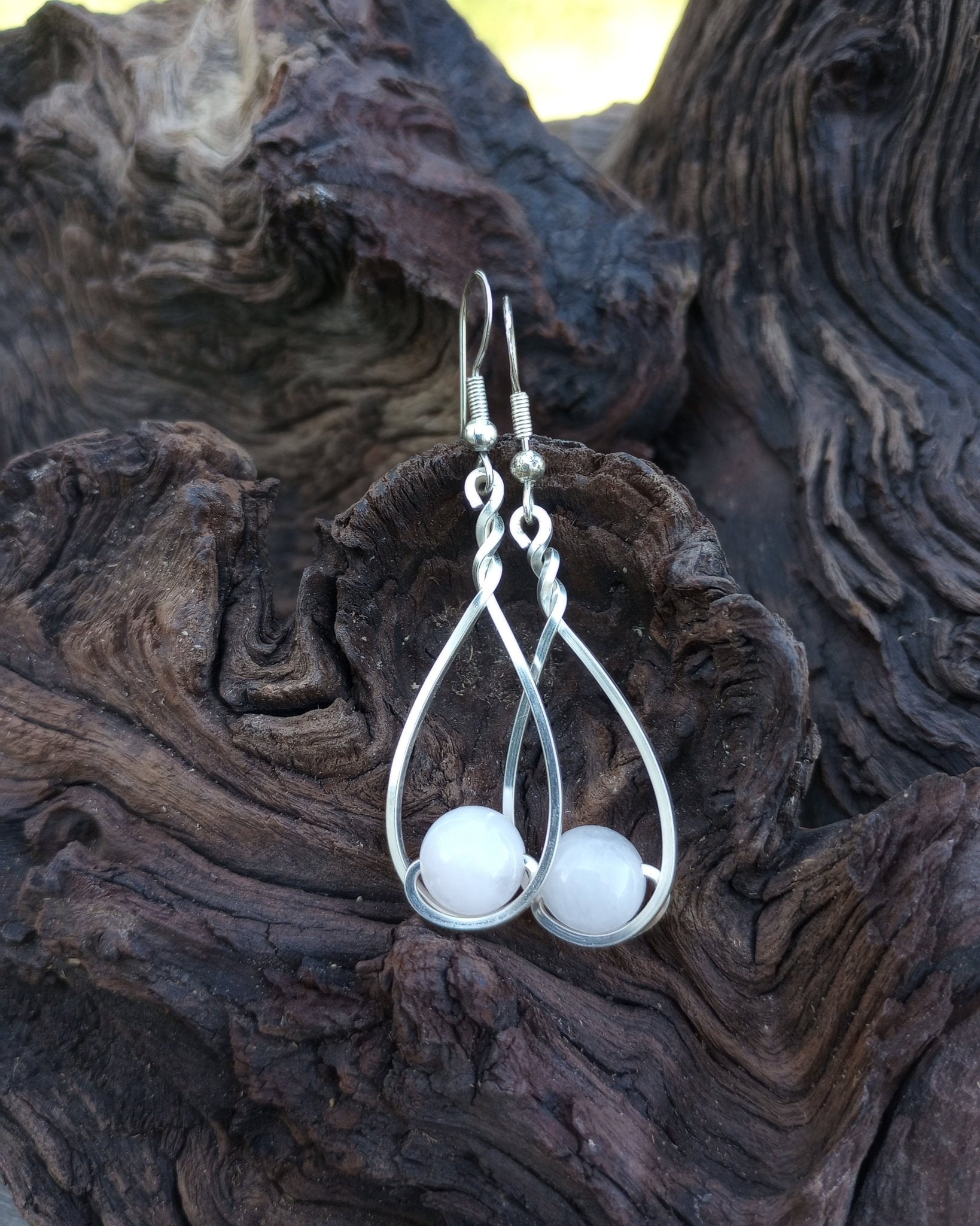 Rose Quartz & Silver Classic Drop Earrings - Windfall Jewelry