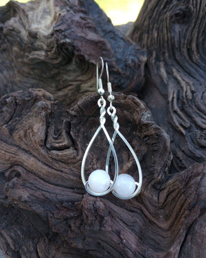 Rose Quartz & Silver Classic Drop Earrings - Windfall Jewelry