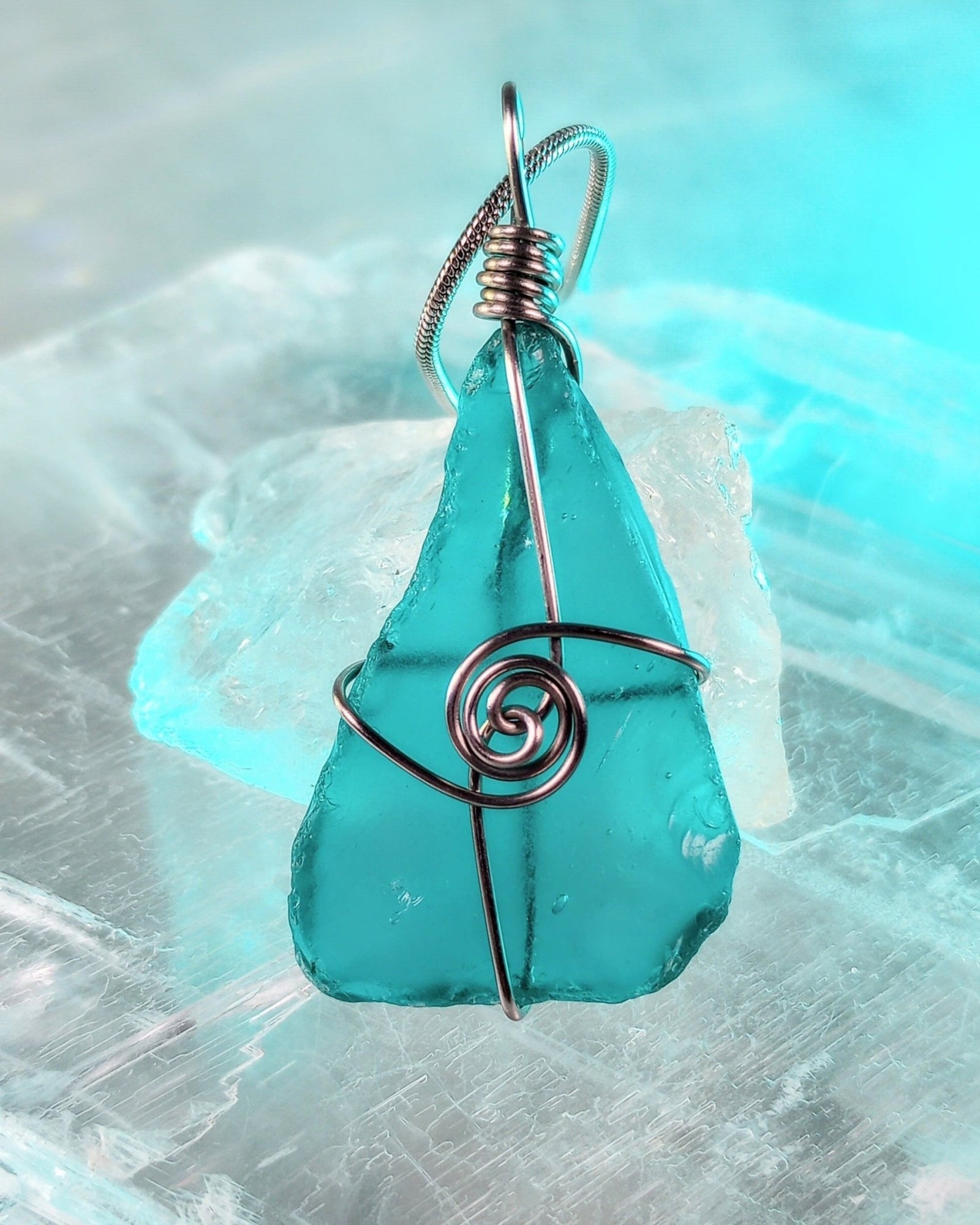 Sea Glass Wire Wrapped Necklace - Windfall Jewelry