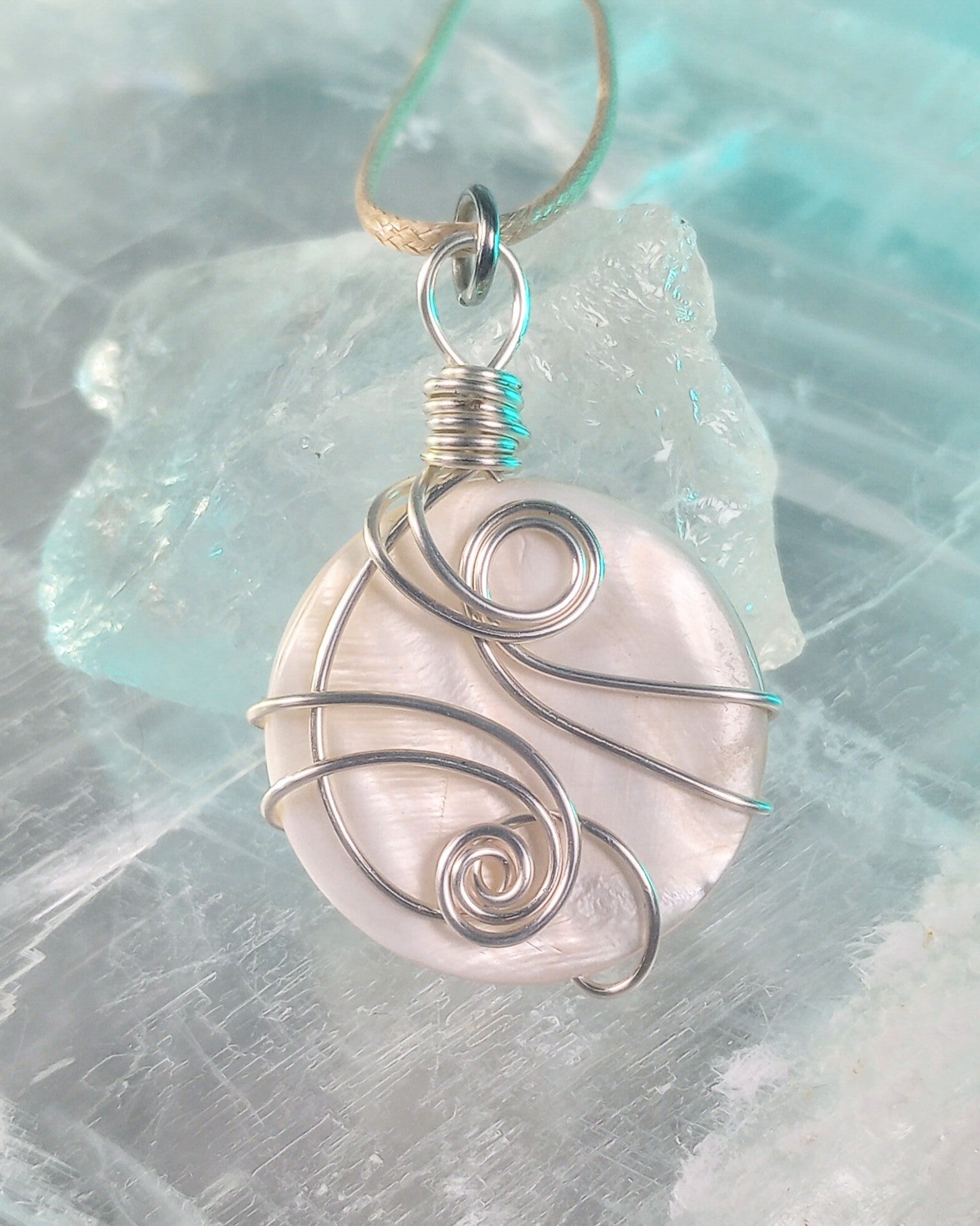 Shell Coin Wire Wrapped Necklace - Windfall Jewelry