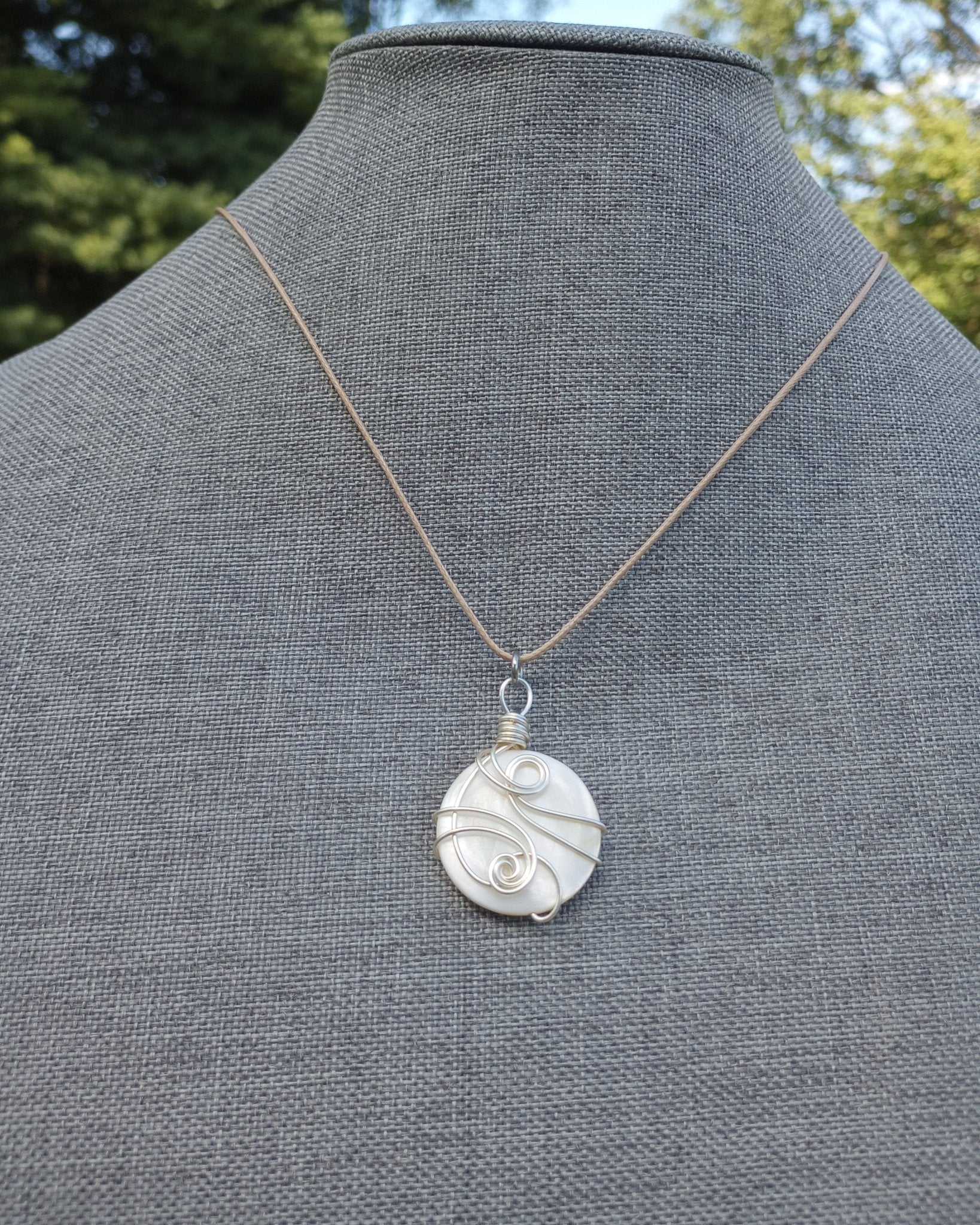 Shell Coin Wire Wrapped Necklace - Windfall Jewelry