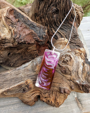 Shimmering Purple Art Pendant Necklace (large rectangle) - Windfall Jewelry