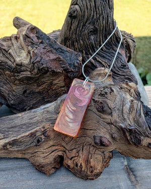 Shimmering Purple & Copper Art Pendant Necklace (large rectangle) - Windfall Jewelry
