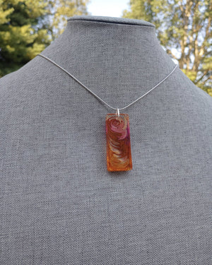 Shimmering Purple & Copper Art Pendant Necklace (large rectangle) - Windfall Jewelry