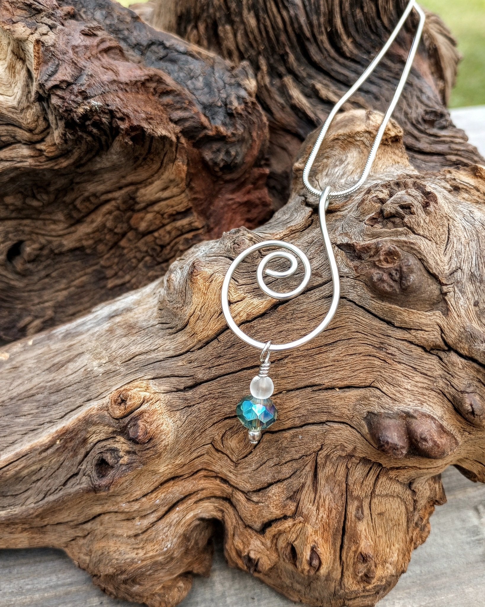 Spiral Art Wire Pendant Necklace - Windfall Jewelry