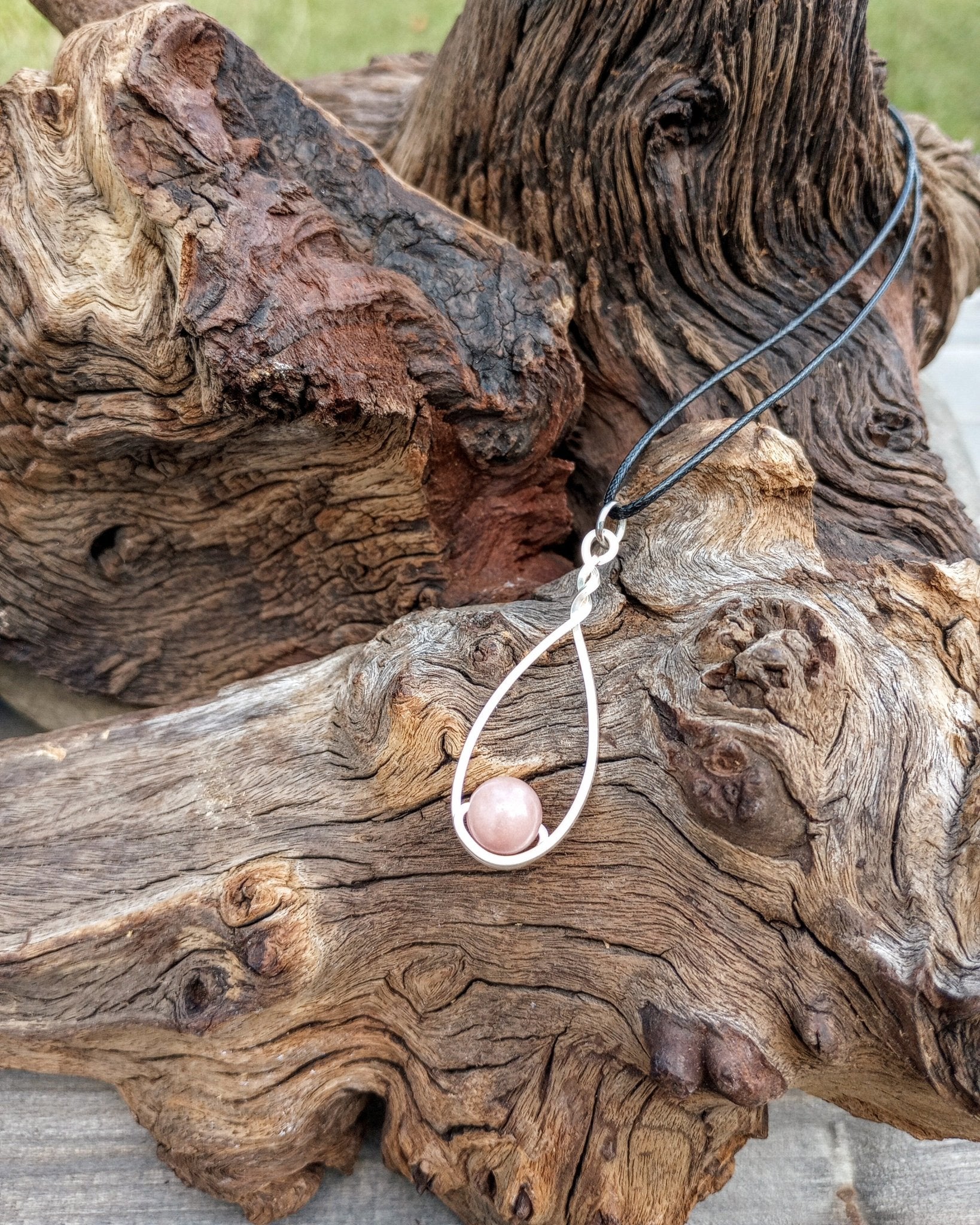 Sunstone & Silver Drop Pendant Necklace - Windfall Jewelry