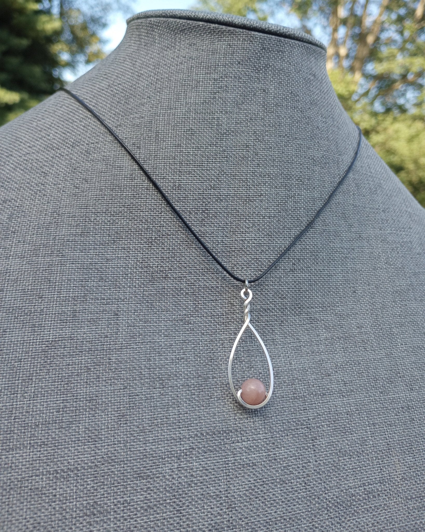 Sunstone & Silver Drop Pendant Necklace - Windfall Jewelry