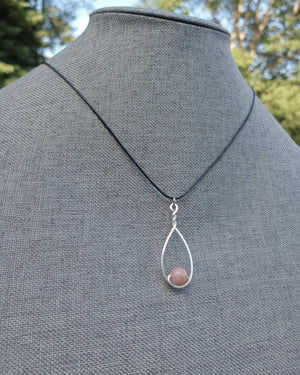 Sunstone & Silver Drop Pendant Necklace - Windfall Jewelry