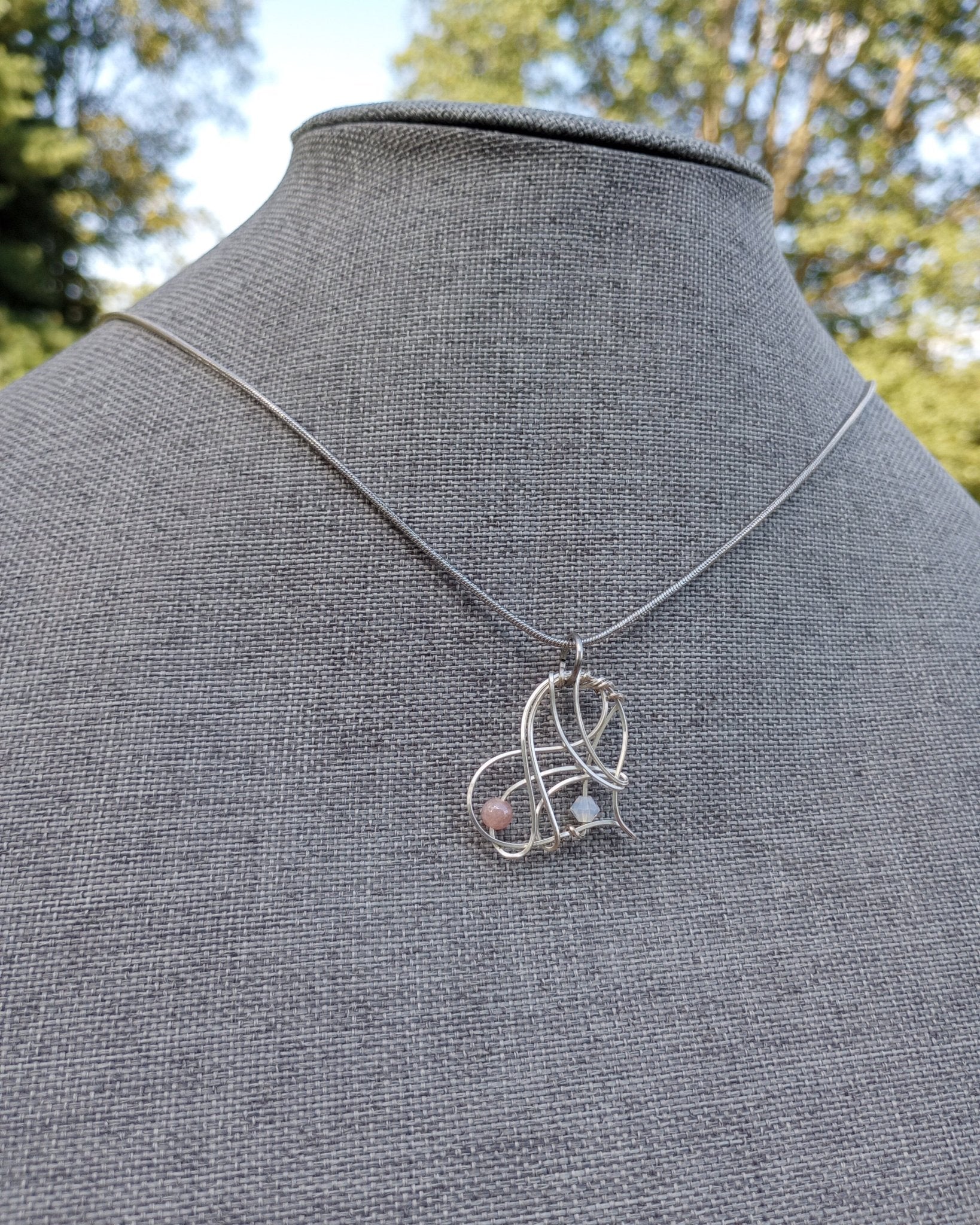 Swirly Heart Beaded Pendant Necklace - Windfall Jewelry