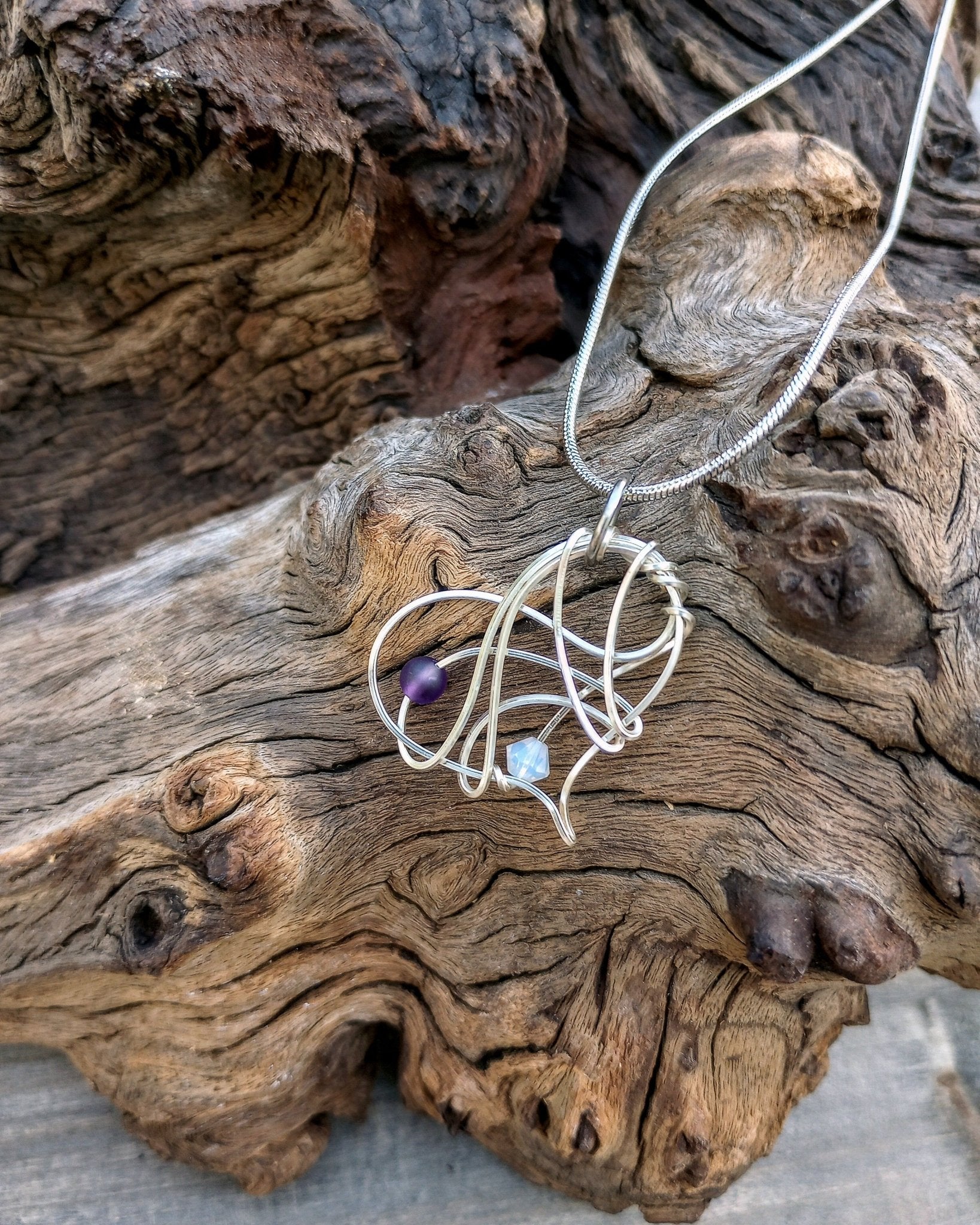 Swirly Heart Beaded Pendant Necklace - Windfall Jewelry