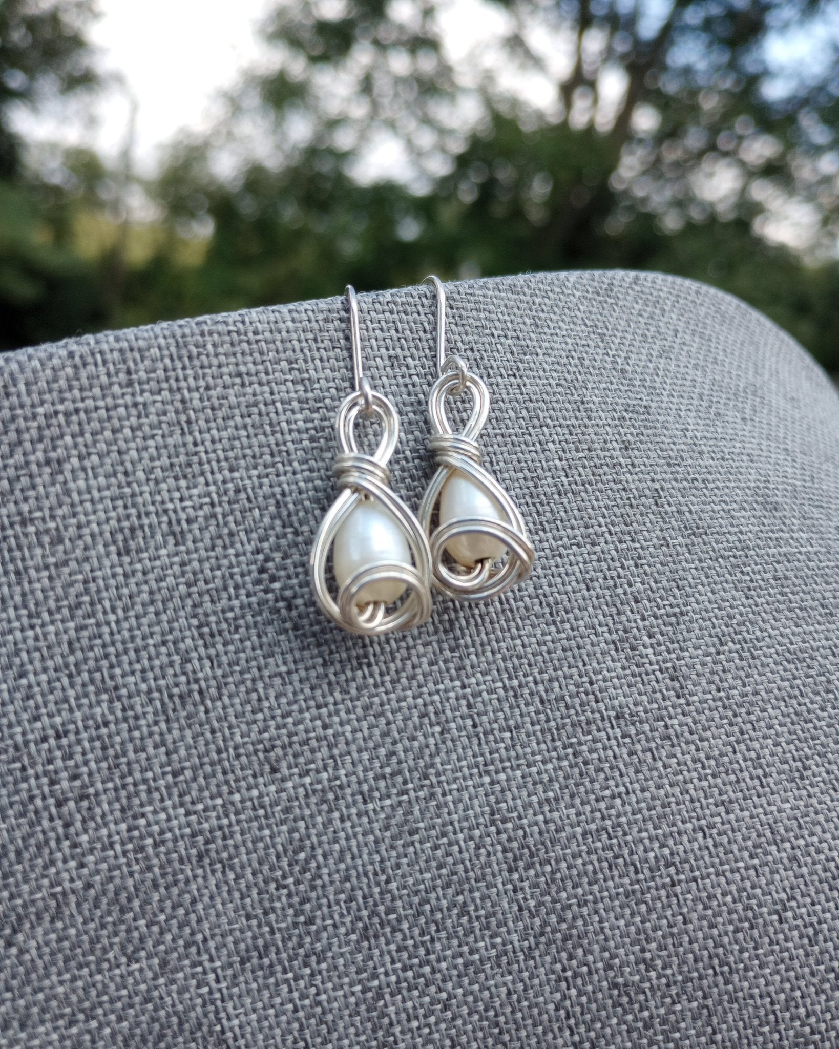 Swirly Pearls Sterling Silver Earrings - Windfall Jewelry