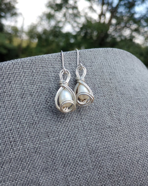 Swirly Pearls Sterling Silver Earrings - Windfall Jewelry