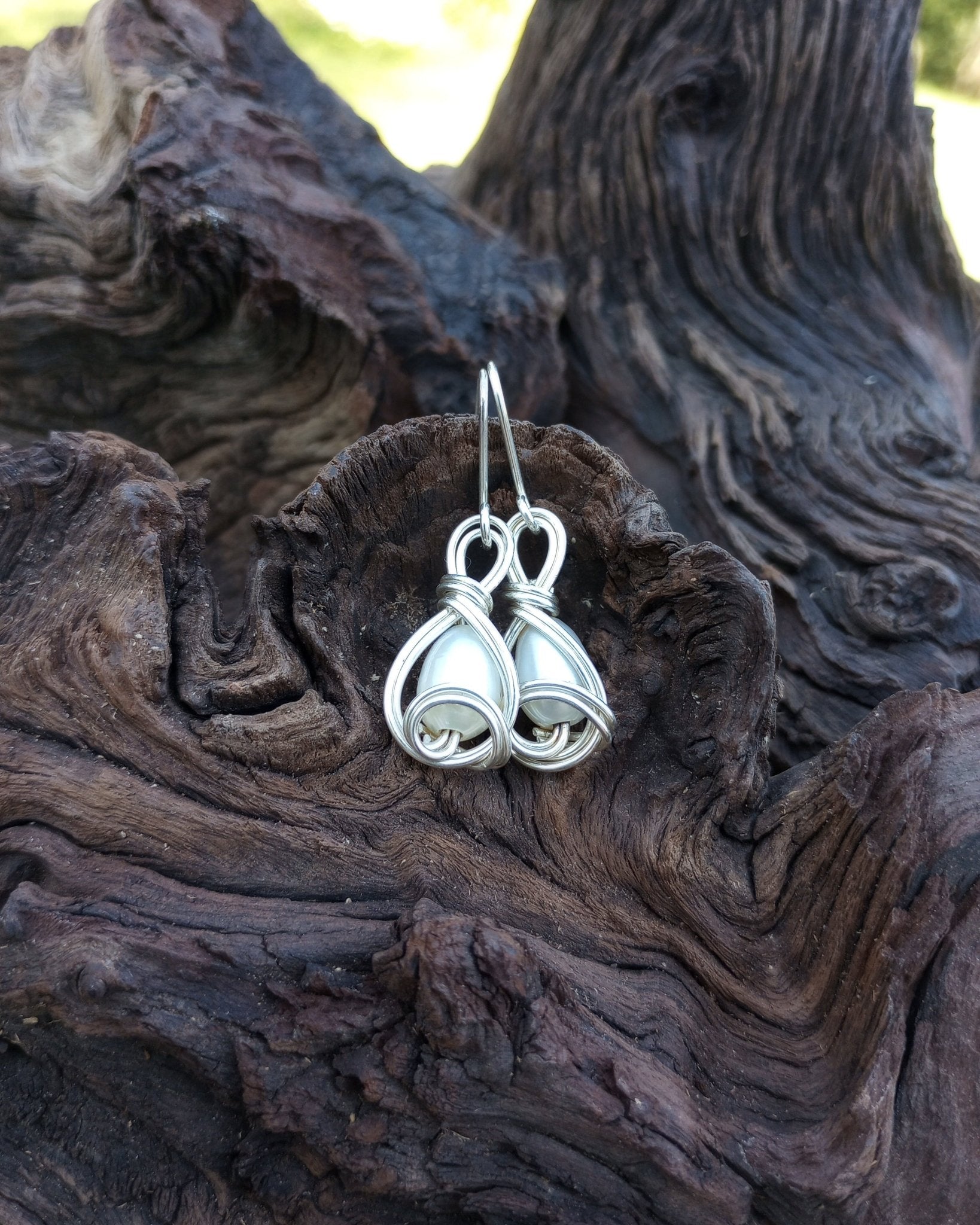 Swirly Pearls Sterling Silver Earrings - Windfall Jewelry