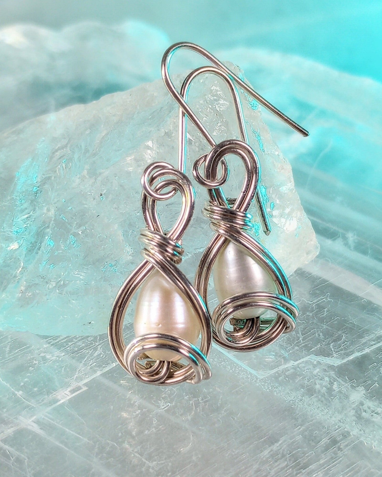 Swirly Pearls Sterling Silver Earrings - Windfall Jewelry