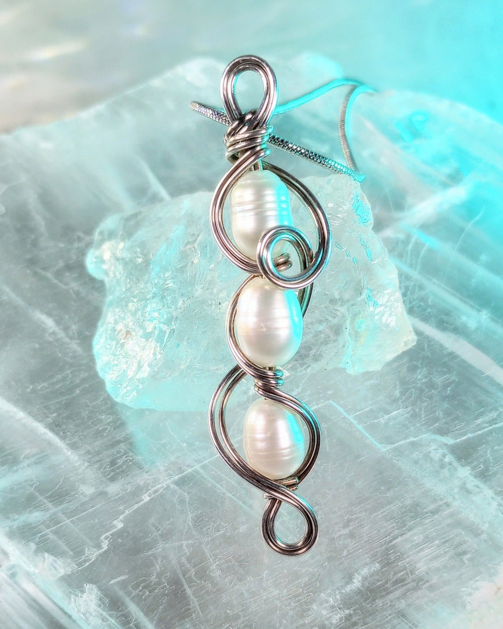 Swirly Pearls Sterling Silver Pendant Necklace - Windfall Jewelry