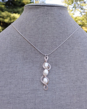 Swirly Pearls Sterling Silver Pendant Necklace - Windfall Jewelry