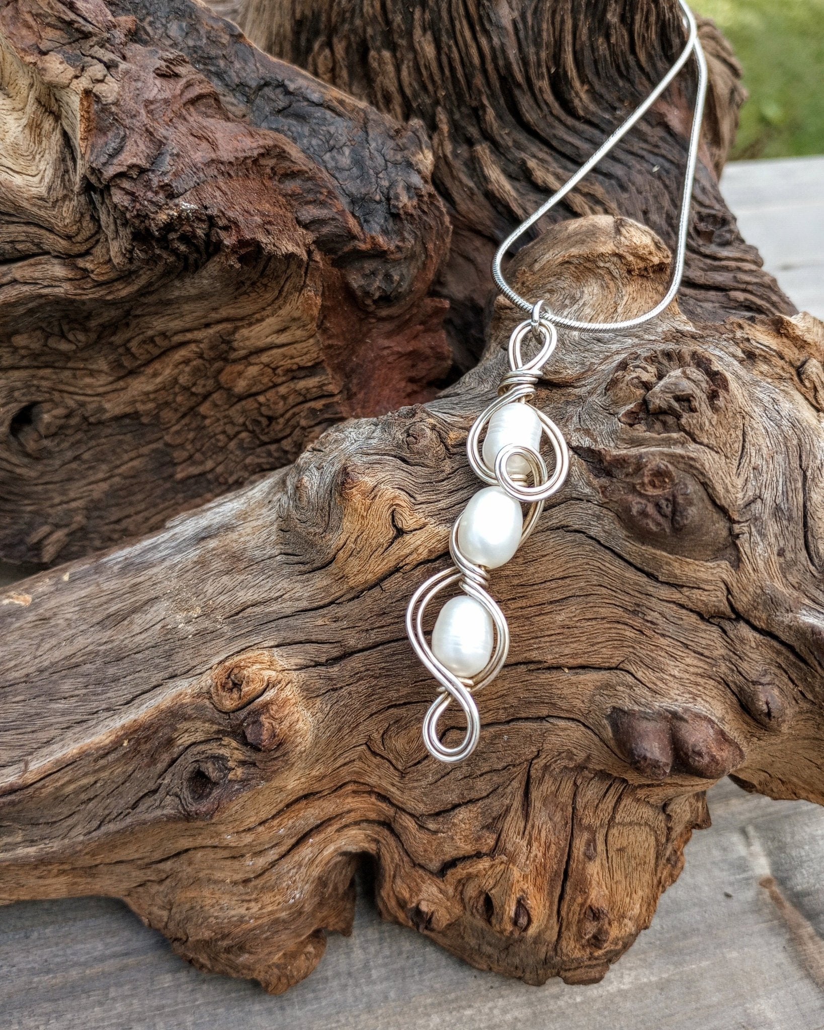 Swirly Pearls Sterling Silver Pendant Necklace - Windfall Jewelry