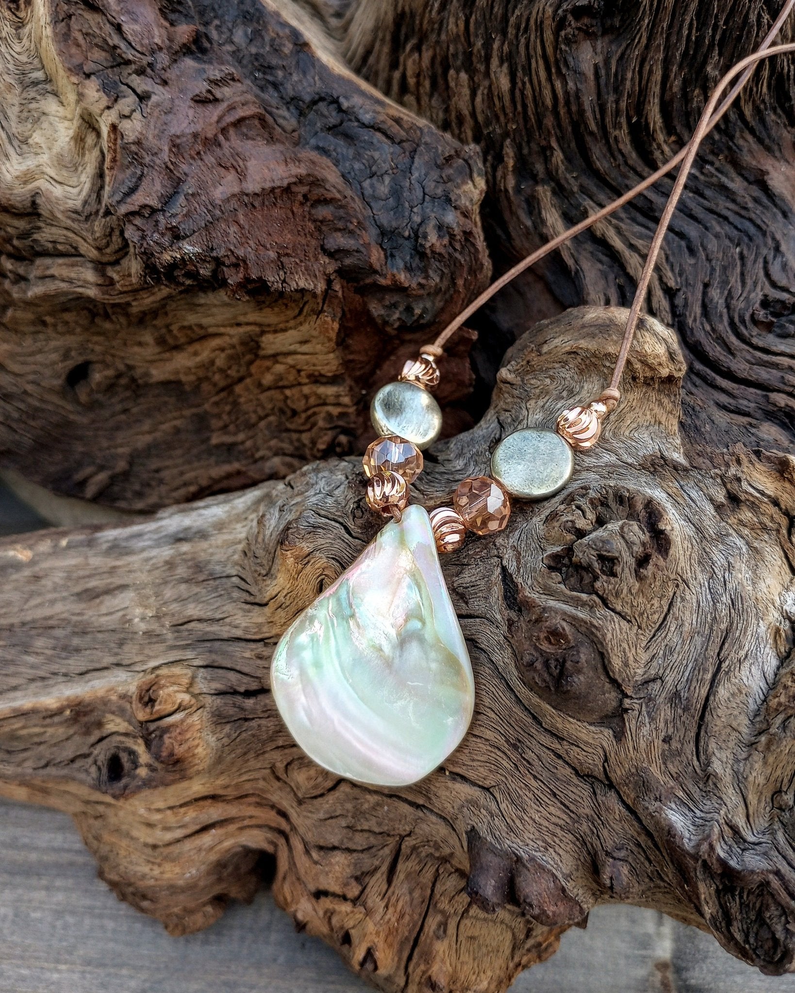 Teardrop Shell Beaded Necklace - Windfall Jewelry