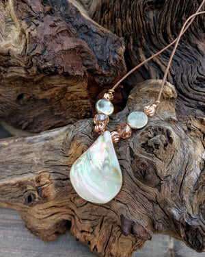 Teardrop Shell Beaded Necklace - Windfall Jewelry