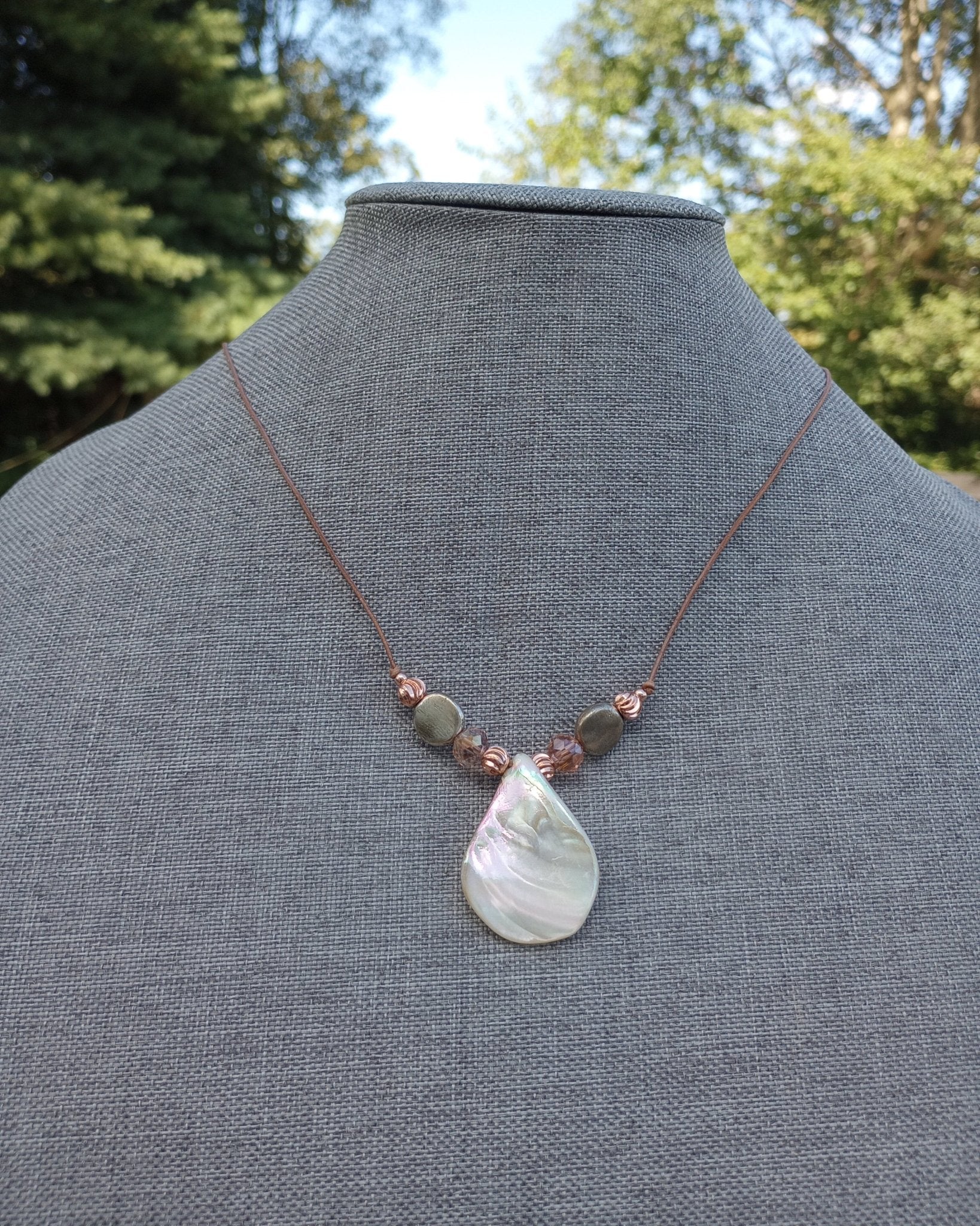 Teardrop Shell Beaded Necklace - Windfall Jewelry