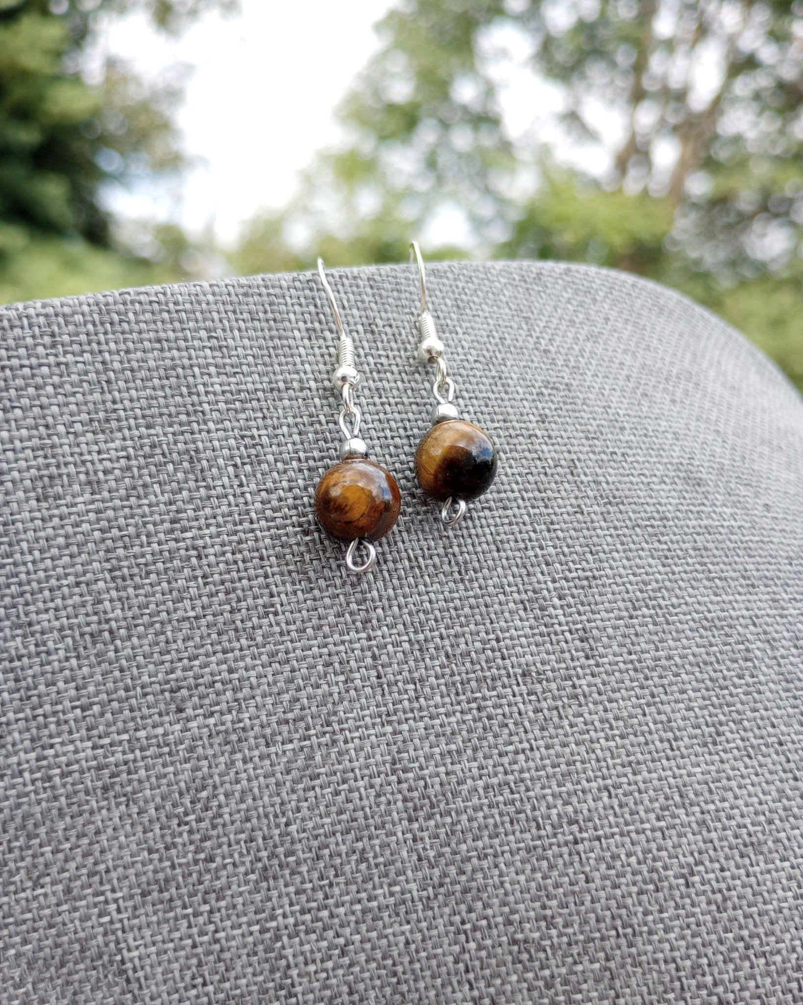 Tiger Eye Natural Stone Beaded Earrings - Windfall Jewelry