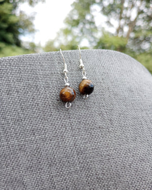 Tiger Eye Natural Stone Beaded Earrings - Windfall Jewelry