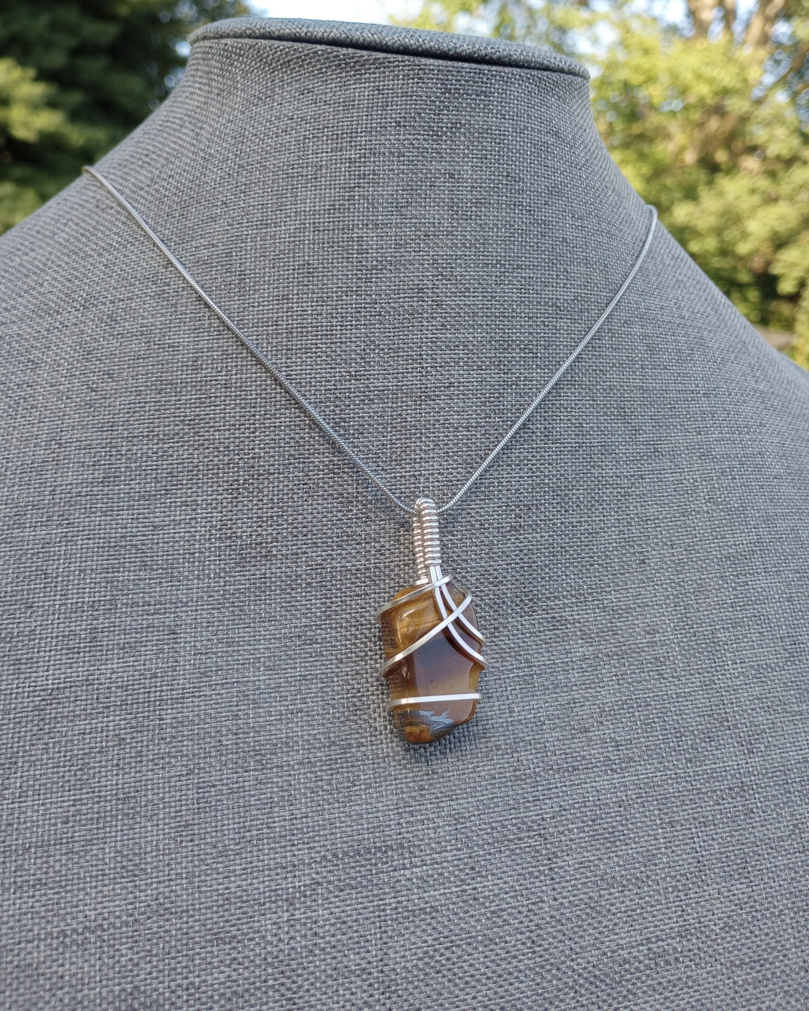 Tiger Eye Natural Stone Pendant Necklace - Windfall Jewelry