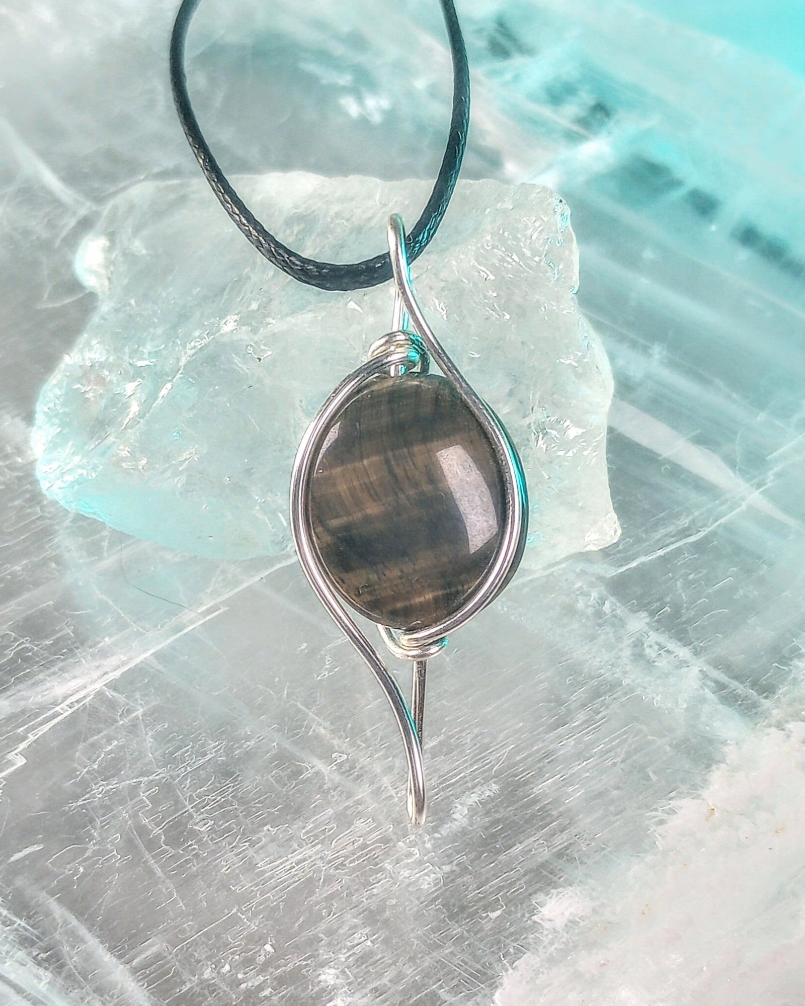 Tiger Eye Wire Wrapped Pendant Necklace - Windfall Jewelry