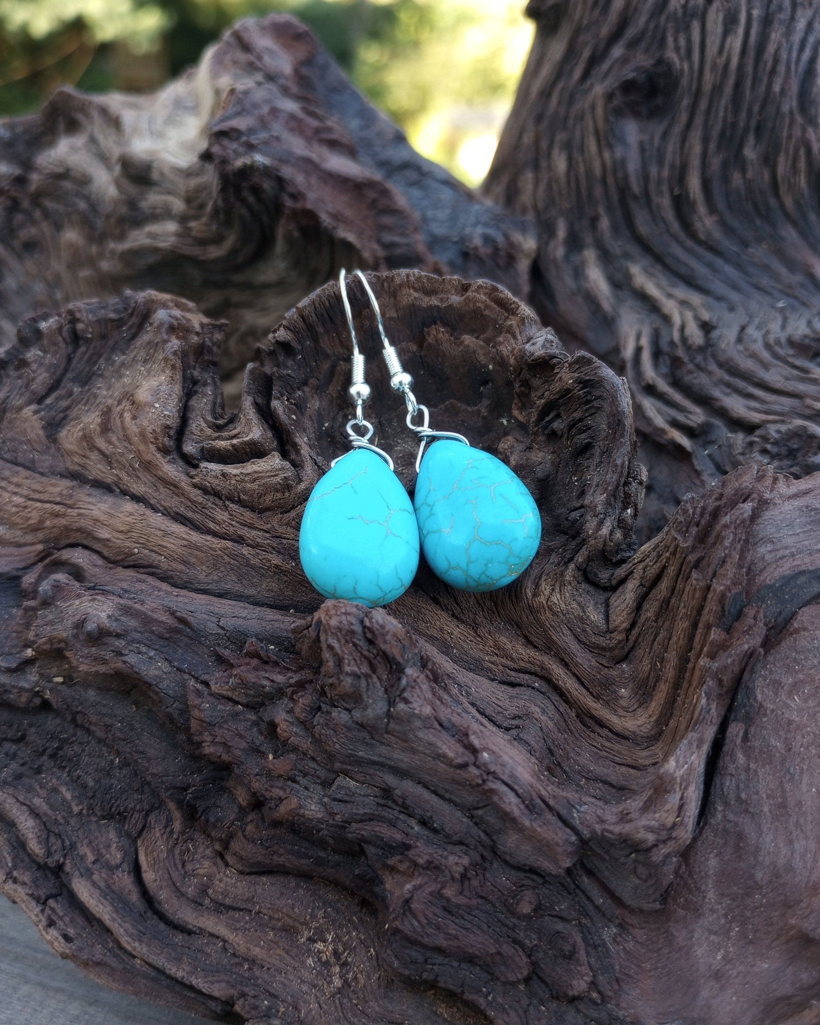 Turquoise Howlite Beaded Earrings - Windfall Jewelry