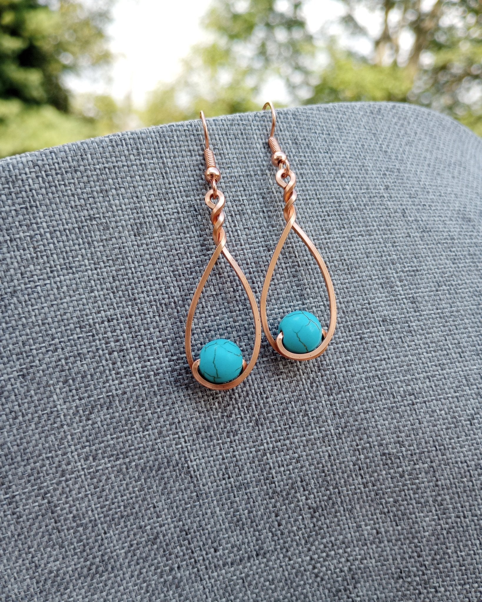 Turquoise Howlite & Copper Classic Drop Earrings - Windfall Jewelry