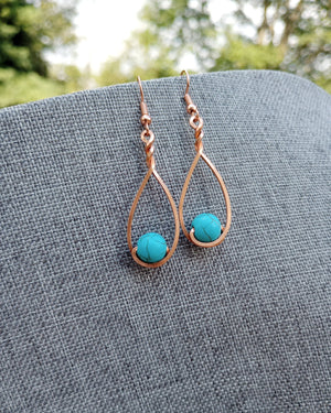 Turquoise Howlite & Copper Classic Drop Earrings - Windfall Jewelry
