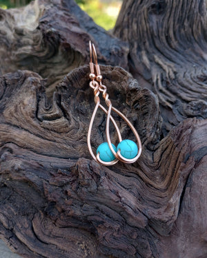 Turquoise Howlite & Copper Classic Drop Earrings - Windfall Jewelry