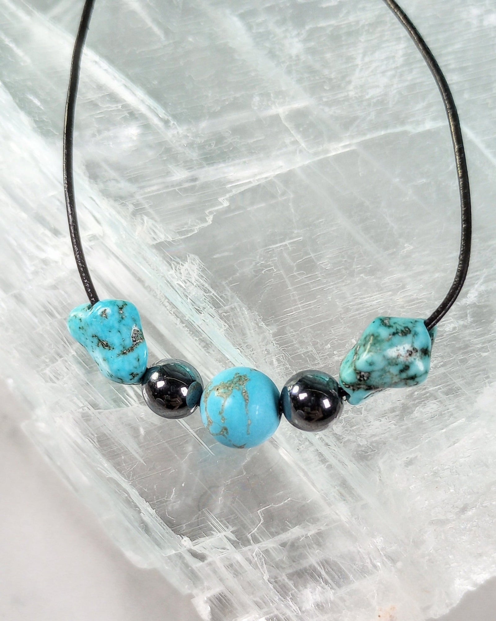 Turquoise Howlite & Hematite Beaded Necklace - Windfall Jewelry