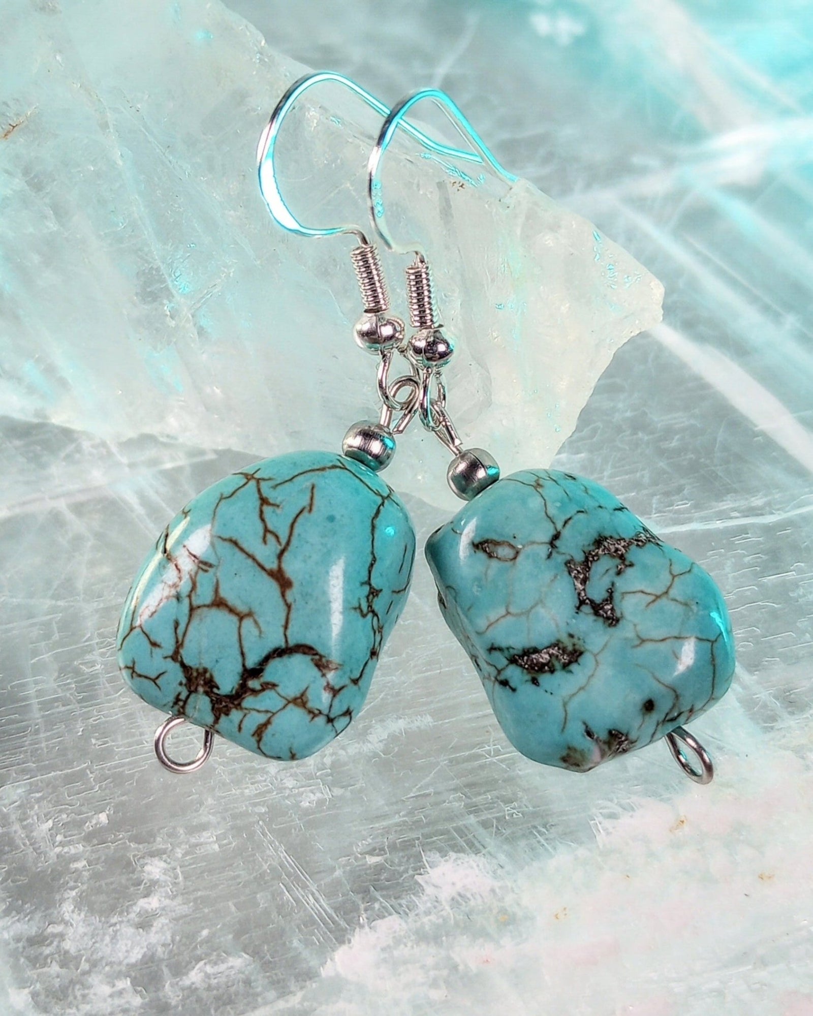 Turquoise Howlite Nugget Beaded Earrings - Windfall Jewelry