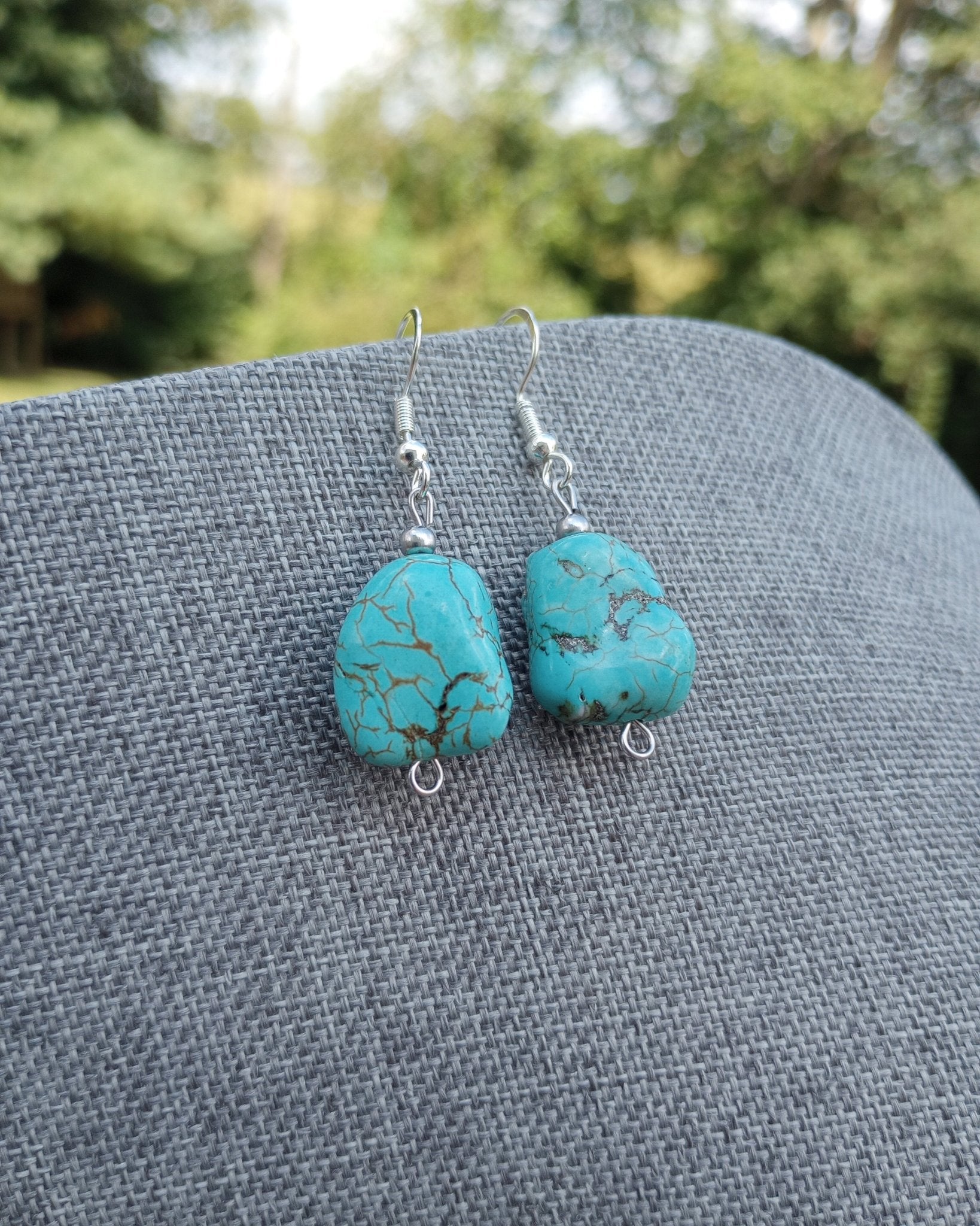 Turquoise Howlite Nugget Beaded Earrings - Windfall Jewelry