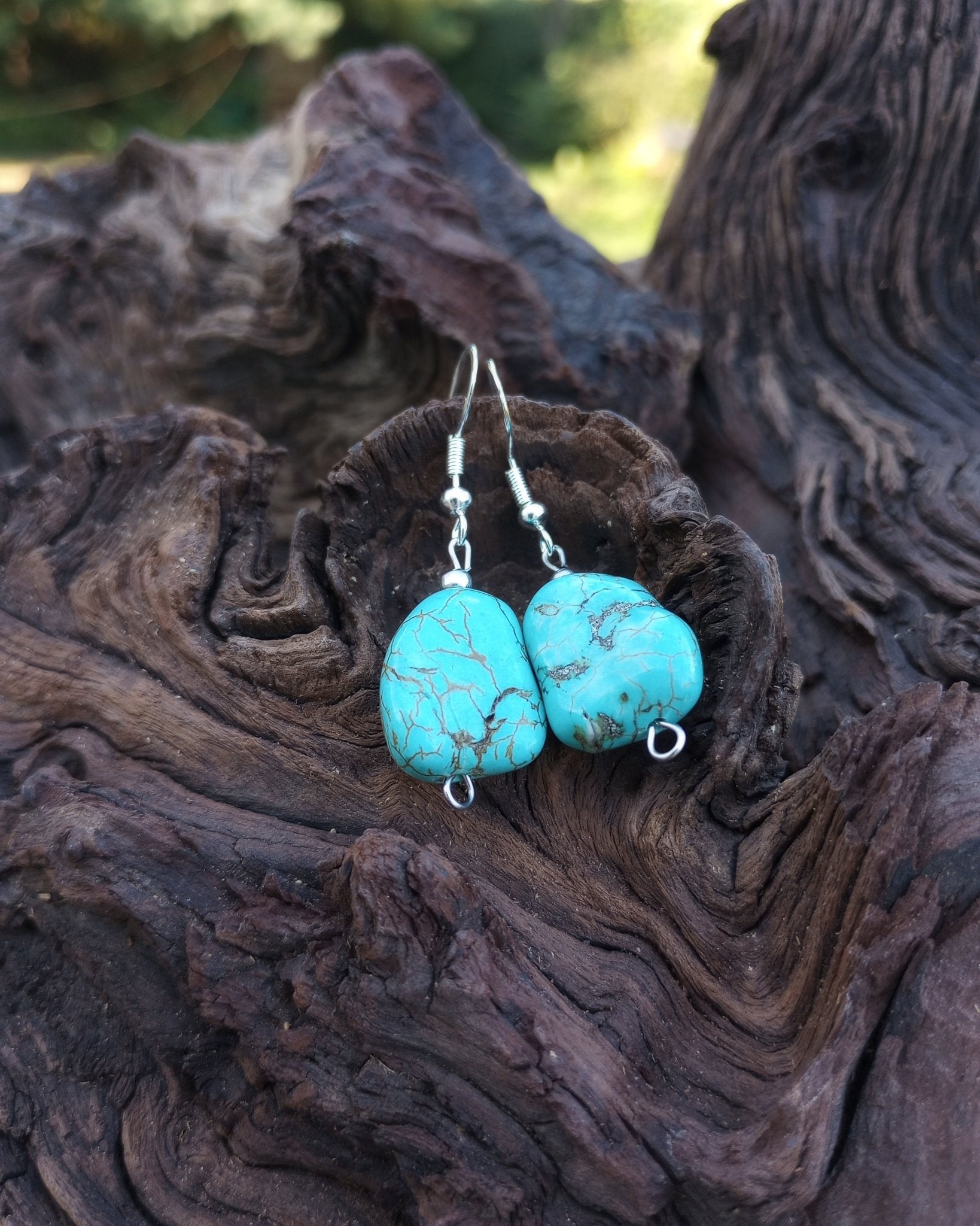 Turquoise Howlite Nugget Beaded Earrings - Windfall Jewelry