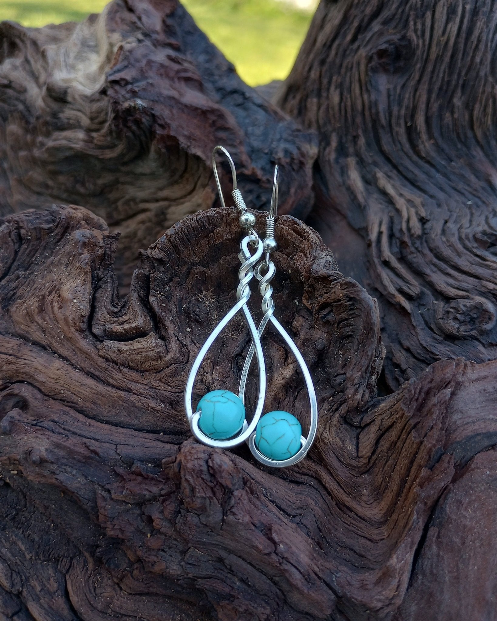Turquoise Howlite & Silver Classic Drop Earrings - Windfall Jewelry